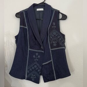 Navy blue cold water creek embroidered vest  detail Coldwater Creek Cotton vest